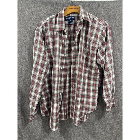 Ralph Lauren Tops - Ralph Lauren Button Up Shirt Women M Sz Red Plaid Long Sleeve Button Up Holiday
